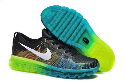 Nike Flyknit Max Mens Shoes Leather Print Black White Green Blue New Portugal